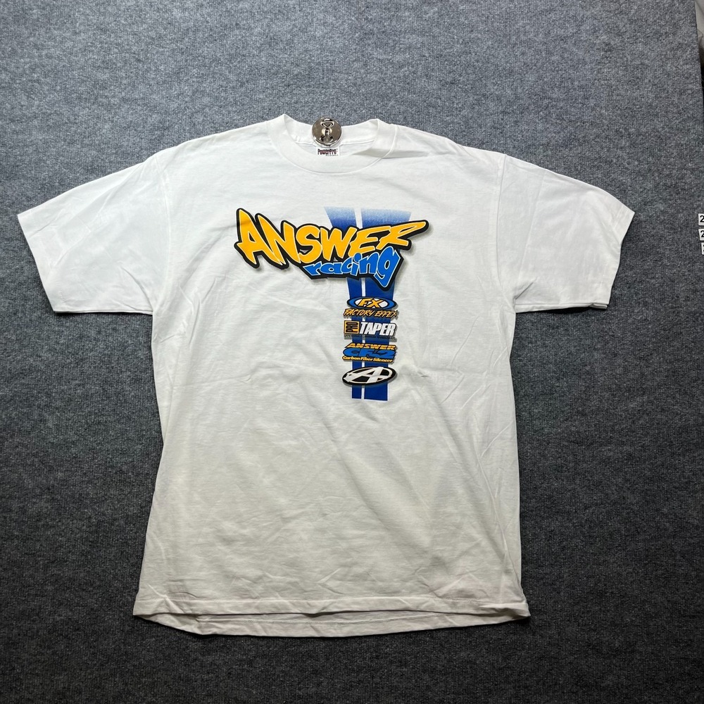 Answer Racing Graphic Power Pro by Oneita T-Shirt Men's White USA Made - XL